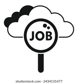 Icono de nube de trabajo vector simple. Vidrio candidato. Buscar trabajo en línea