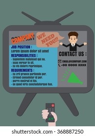 Job finder advertisement display on TV vector
