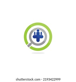 Job finder logo vector. Icon for medic worker recruitment. To connect people, doctor, nurse, employer find work. Professional HRD Human Resource Development of BLK LPK. Apply to web site, apps design 