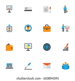 Job Flat Icons Set. Collection Of Envelope, Contract, Group And Other Elements. Also Includes Symbols Such As Bank, Suitcase, Business.