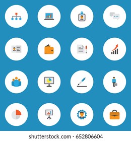 Job Flat Icons Set. Collection Of Identification, Work Man, Group And Other Elements. Also Includes Symbols Such As Graph, Handbag, Manager.
