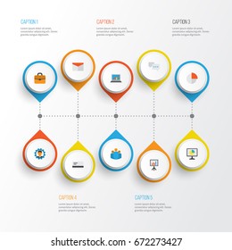 Job Flat Icons Set. Collection Of Chatting, Developer, Statistics And Other Elements. Also Includes Symbols Such As Circle, Mail, Board.