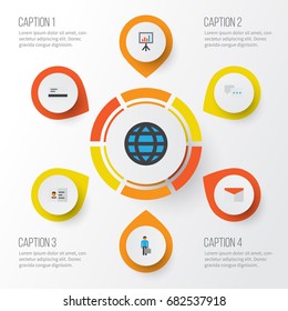 Job Flat Icons Set. Collection Of Payment, Identification, Chatting And Other Elements. Also Includes Symbols Such As Payment, Web, Bank.