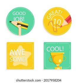 Job Great Job Stickers Logo School Stock Vector (Royalty Free ...