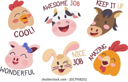 Job and great job stickers logo. School reward, encouragement sign, stamp. Student icon. Success, congrats, excellent work label. Awesome homework, well done. Educational kids design. Vector art. 