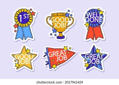 Job Great Job Stickers Logo School Stock Vector (Royalty Free ...