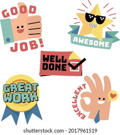 Job Great Job Stickers Logo School Stock Vector (Royalty Free ...