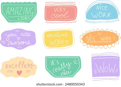 Job and great job stickers logo. School reward, encouragement sign, stamp