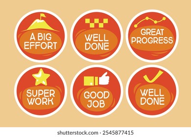 Job and great job stickers logo. School and employee reward