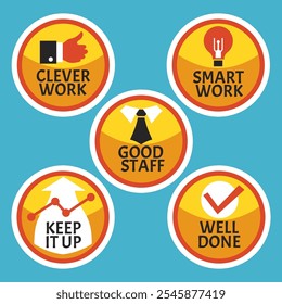 Job and great job stickers logo. School and employee reward