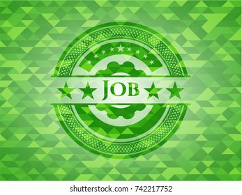 Job green emblem with triangle mosaic background