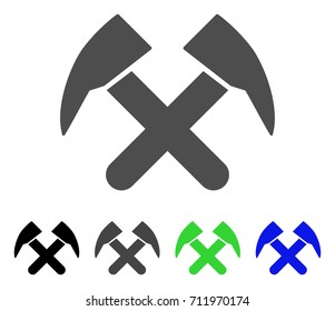 Job Hammers icon. Vector illustration style is a flat iconic job hammers symbol with black, gray, green, blue color versions. Designed for web and software interfaces.