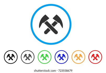 Job Hammers rounded icon. Style is a flat job hammers gray symbol inside light blue circle with black, gray, green, blue, red, orange variants. Vector designed for web and software interfaces.
