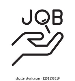 Job in hand. Search Icon, used to find people who are looking for jobs. Simple flat design. Isolate on white background.