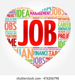 JOB heart word cloud collage, business concept background
