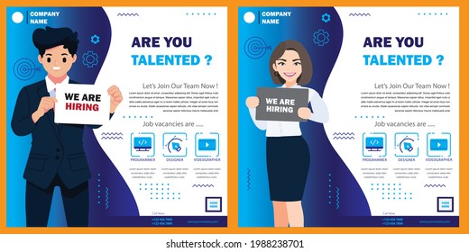 Job hiring banner template design set. 
Modern poster design collection. Vector illustration EPS. Editable colorful unique idea social media poster collection. web banner sets.