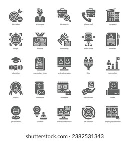 Job Hiring icon pack for your website design, logo, app, and user interface. Job Hiring icon glyph design. Vector graphics illustration and editable stroke.