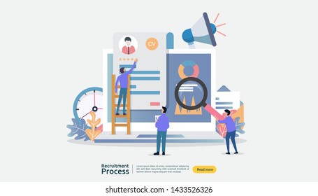 Job hiring, online recruitment concept with people character. agency interview. select resume process. template for web landing page, banner, presentation, social media. Vector illustration