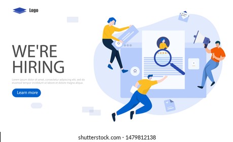 Job Hiring and Online Recruitment Vector Illustration Concept, Suitable for web landing page, ui, mobile app, editorial design, flyer, banner, and other related occasion