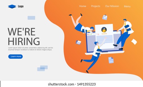 Job Hiring and Online Recruitment Vector Illustration Concept, Suitable for web landing page, ui, mobile app, editorial design, flyer, banner, and other related occasion