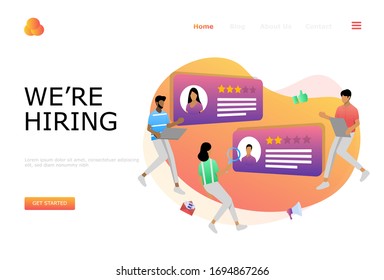 Job Hiring and Online Recruitment Vector Illustration Concept, Suitable for web landing page, ui, mobile app, editorial design, flyer, banner, and other related occasion
