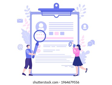 Job Hiring And Online Recruitment For web Landing Page, Banner, Background, Presentation Or Social Media. Vector Illustration