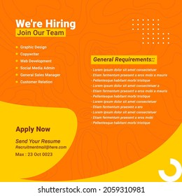 Job Hiring Poster Design Template. Advertising Recruitment Poster For Social Media Post