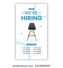 Job hiring poster for social media or poster vector template design. Square banner template with photo or image area