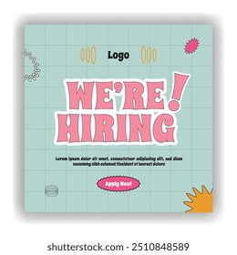 Job hiring poster for social media or poster vector template design. Square banner template with photo or image area