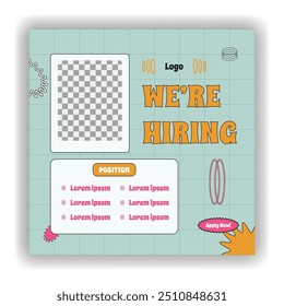 Job hiring poster for social media or poster vector template design. Square banner template with photo or image area