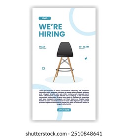 Job hiring poster for social media or poster vector template design. Square banner template with photo or image area