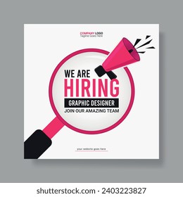 Job Hiring Social Media Post Banner Template, We Are Hiring Post Layout, Editable Hiring Post Design