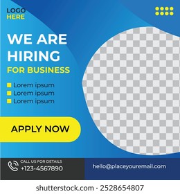 Job Hiring Template design for social media