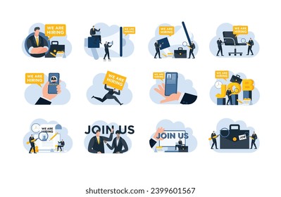 Job hiring vacation flat illustration template