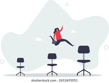 Saltos de emprego, mudar muitos empregos em pouco tempo, mudar para uma nova carreira ou posição melhor,.vida humana.