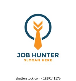 Job hunter logo design template. Tie icon with bow combination. Creative concept of leadership, progress, energy, etc.