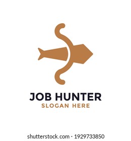 Job hunter logo design template. Tie icon with arrow combination. Creative concept of leadership, progress, energy, etc.