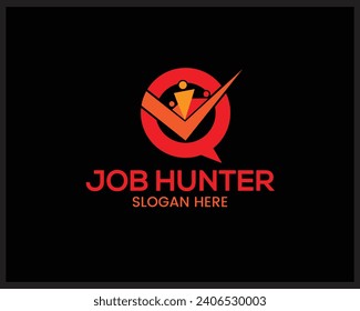 Job Hunter logo design or Work finder logo design template