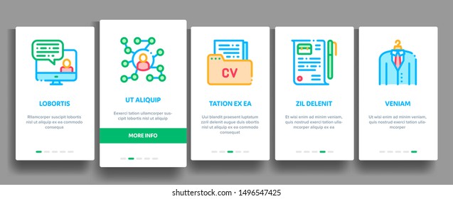 Job Hunting Elements Vector Onboarding Mobile App Page Screen. Contour Illustrations
