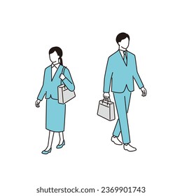 Job hunting men and women walking. go to a company.