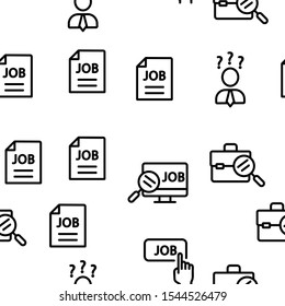 Job Hunting Vector Seamless Pattern Thin Line Illustration