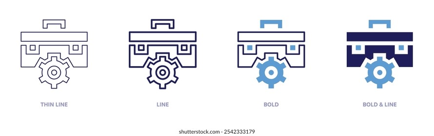 Job icon in 4 different styles. Thin Line, Line, Bold, and Bold Line. Duotone style. Editable stroke.