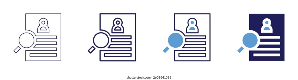 Job qualifications​ icon in 4 different styles. Thin Line, Line, Bold Line, Duotone. Duotone style. Editable stroke.