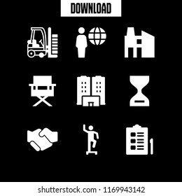 job icon. 9 job vector set. steps, wait, checklist and employment deal icons for web and design about job theme