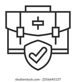Job icon, Insurance symbol outline icon, editable vector illustration and transparent graphic element. Isolated on white background
