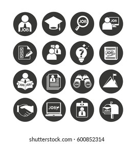 job icon set in circle buttons