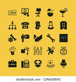 job icon set with cocktail, medical phone and teacher vector illustration