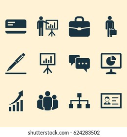 Job Icon Set. Collection Of Increasing, Pen, Work Man And Other Job Icon Elements. Also Includes Symbols Such As Chatting, Business Chart And Marketing Elements.