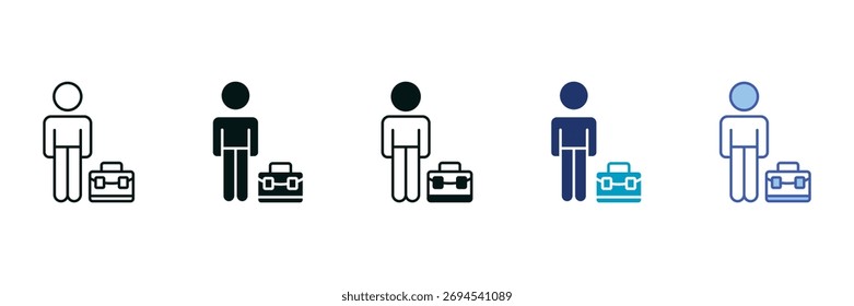Conjunto de iconos de trabajo que consta de varios estilos Ilustración vectorial