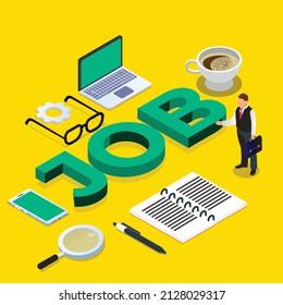 Job icon set isometric 3d vector concept for banner, website, illustration, landing page, flyer, etc.
